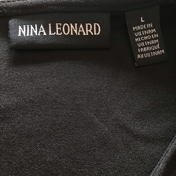 NWT: Nina Leonard black dress w/bell sleeves Sz. L - Picture 9 of 10